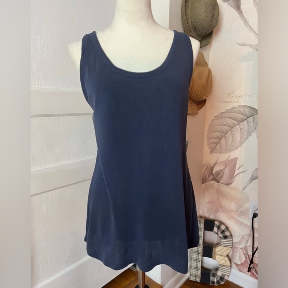 NWT DAILY RITUAL CROSSBACK TANK TOP SZ LG MODAL POLY BLEND DK BLUE SUPER SOFT - Picture 1 of 7